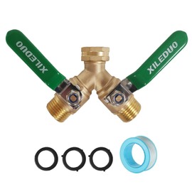 Garden Hose Splitter 2 Way,Brass Water Hose Splitter with Stainless Steel Long Handle,Outdoor Full Flow Hose Splitter Connector,Y Valve 3/4 Inch GHT Thread