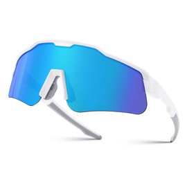 FEISEDY Youth Sports Sunglasses Polarised Children's Cycling Glasses Baseball Glasses for Boys Girls Age 8-16, with UV400 Protection, TR90 Frame B0032, blue