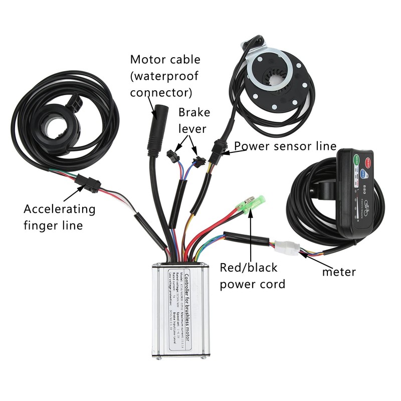 BuyWeek Electric Bicycle Brushless Motor Controller Kit, 36V 48V 15A