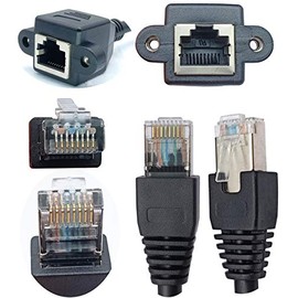 Cable de red Ethernet Cat 6 RJ45 macho a hembra Conector de red Ethernet blindado Cable de extensión de montaje en panel de tornillo para router, módem (1M/3 pies)