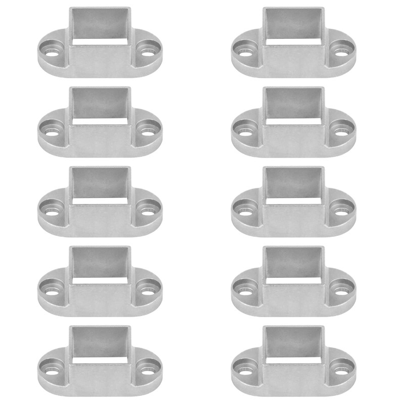 10 Pack 1-1/2" x 1-1/2" Square Post Flange Base, Aluminum