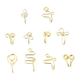 SAFIGLE 10pcs False Nose Ring Nose Clip Fake Nose Rings Fake Nose Hoop Non Piercing Decorations Nose Adornments Nose Jewelries Nose Piercing Jewelries Nose Studs Stainless Steel Golden