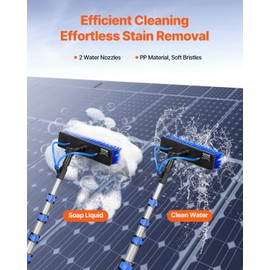 VEVOR Water Fed Pole Kit, 24FT Solar Panel Cleaning Pole with Extendable Handle, 180° Rotatable Brush Head & 65.6FT Hose, Household & Outdoor Window Cleaner Tool for Caravan Solar Panel Deck