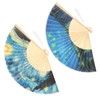 2Pcs Bamboo Silk Folding Fan, Bamboo Handheld Fans Starry Night