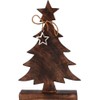 SELF IMPORT AGENCIES 39cm Christmas Tree Decoration on Mango Wood Base Rustic Silver Aluminum Accent