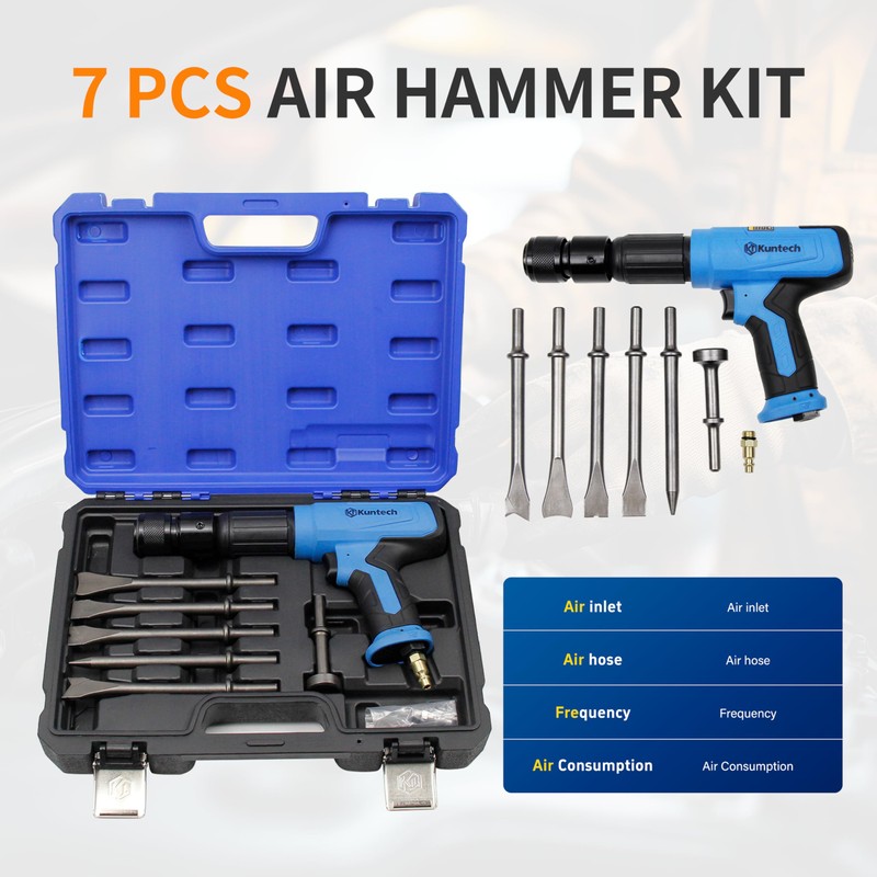 7PCS Air Hammer Kit, Pneumatic Hammers 2500 BPM, Air Hammer