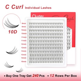 EXTENIFY 10D Individual Lashes C Curl Cluster Lashes Natural Eyelashes, DIY Eyelash Extensions at home, Individual Cluster Eye Lashes Easy to Apply (10D-MIX-C Curl)