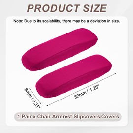sourcing map Chair Armrest Slipcovers Covers, 32 x 8mm Polyester Removable Seat Hand Rest Protector for Office Chairs Desk Chair(Rose Red)