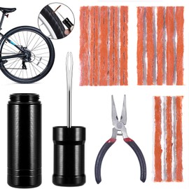 Prebarfun 38 PCS Tubeless Tyre Repair Kit, Tubeless Bike Tire Repair Tool Kit, Bike Tire Puncture Kit for MTB, Road Bicycle Tyres