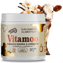 Calostro Bovino Vitamoo Sabor Vainilla Con Colágeno, Probióticos y Prebióticos BPN PRO | Suplemento Alimenticio para Salud Digestiva | Endulzado con Stevia e Inulina de Agave | BPN PRO
