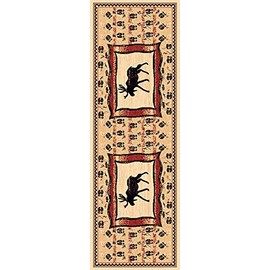 champion rugs Rustic Lodge Log Cabin Decor Elk Deer Moose Area Rug (2 Feet 2 Inch X 7 Feet 2 Inch Runner)