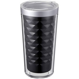 TradeWorks TS-1422-009 2-Layer Stainless Steel Tumbler, Heat and Cold Retention, With Lid, Diamond Face, Black, 11.8 fl oz (350 ml)