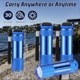 VIHOSE 32 Pcs Mini Flashlights Bulk, Bright Aluminum Handheld Flash Light with Lanyard Small LED Flashlights for Night Reading Emergency Hurricane Camping Hiking, Batteries Not Included(Blue)