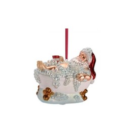 Gift Company Hanging Santa in the Bathtub, White/Light Blue