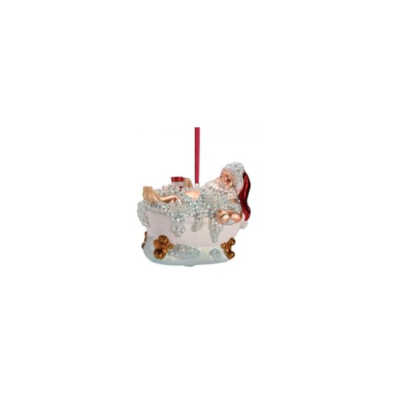 Gift Company Hanging Santa in the Bathtub, White/Light Blue