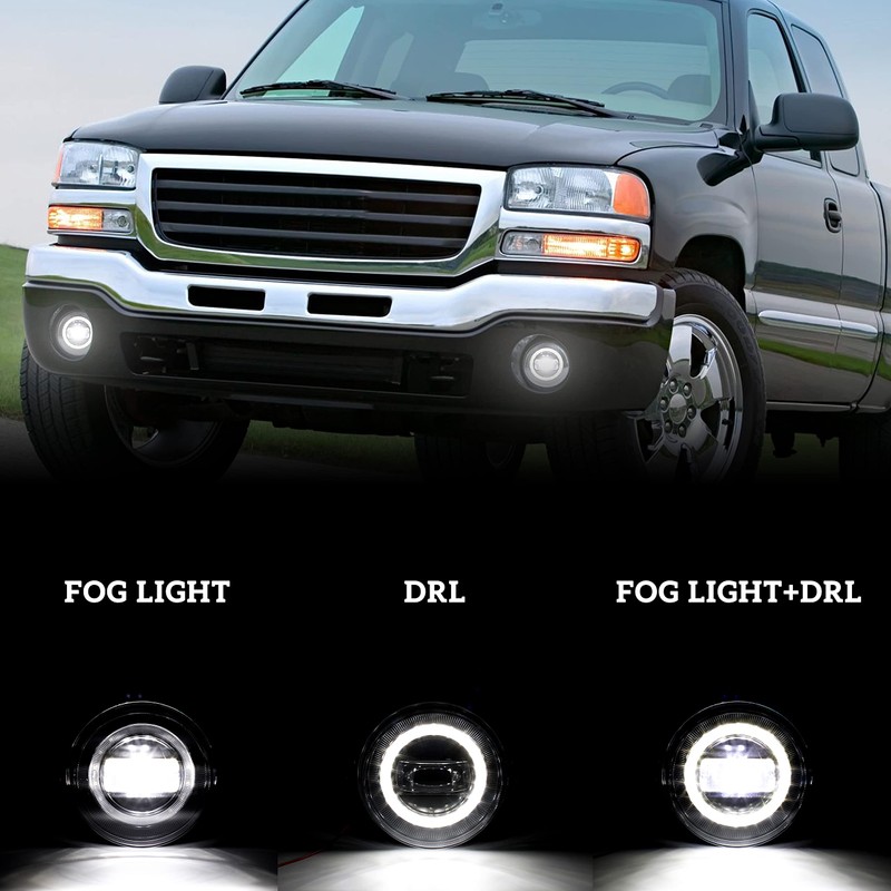 KEWISAUTO LED Fog Lights Kit with DRL for GMC Sierra