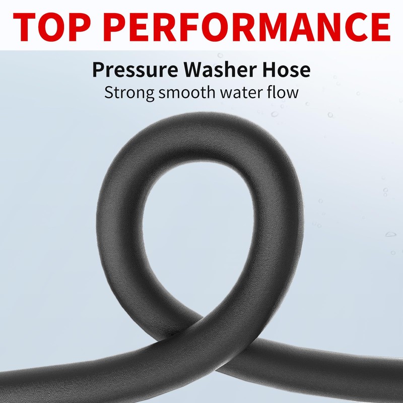 Heliwoo Pressure Washer Hose 50FT, 4800PSI Wire Braid Power Washer