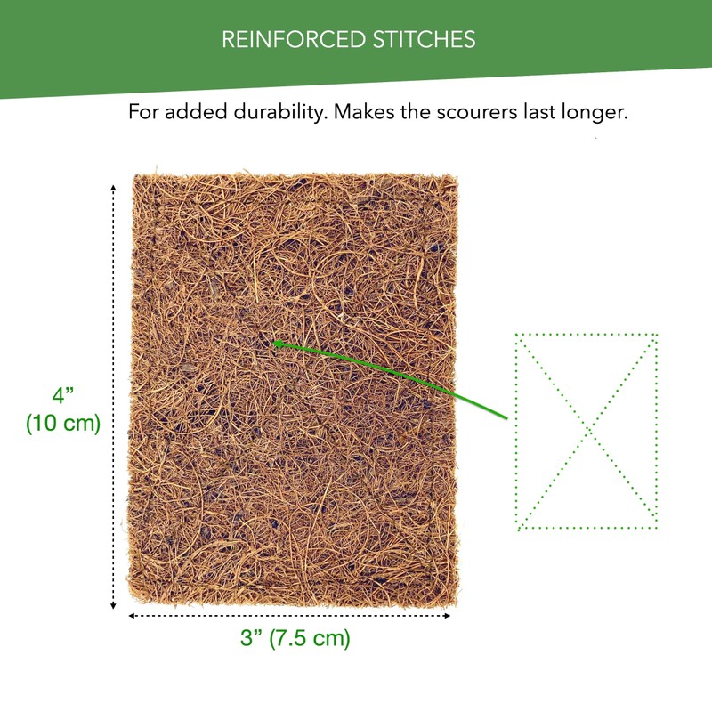 Biodegradable Natural Coconut Fiber and Rubber Latex, Kitchen Scouring Pads