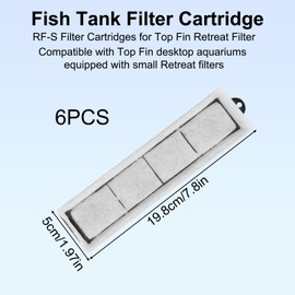 lasuroa 6pcs Filter Cartridge Replacement Compatible with Top Fin RF-S, 8x2 Inch Fish Tank Filter Cartridge Replacement for Desktop Aquariums Small Fish Tank Filters