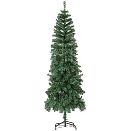 MoNiBloom 5.5 Feet Artificial Christmas Tree, Pencil Christmas Tree with 469 PVC Branch Tips, Green Xmas Tree for Home Office Party Decoration, Festive Decor for Outdoor, Metal Base and Hinged