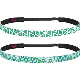 Hipsy Women's Adjustable NO SLIP Sports Headbands Multi Color Pack (Mint Green 2pk)