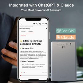 AI Voice Recorder, Audio Recorder for Meeting, Lectures, Interviews, Calls, App Control, Transcribe, Summarize & Translate Empowered by ChatGPT & Claude