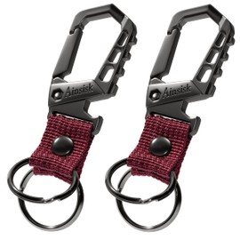 Ainsisk Heavy duty key chain,bottle opener function car keychains,versatile metal snap hook carabiner clip and 2 key rings suitable for men and women.