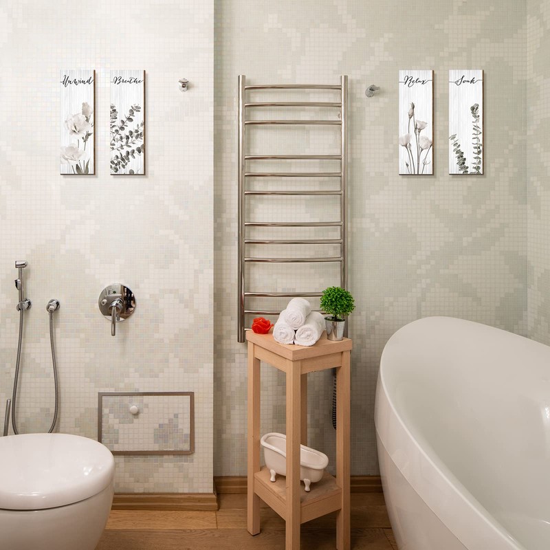 Boho Botanical Bathroom Wall Decor Relax Soak Unwind Breathe Bathroom