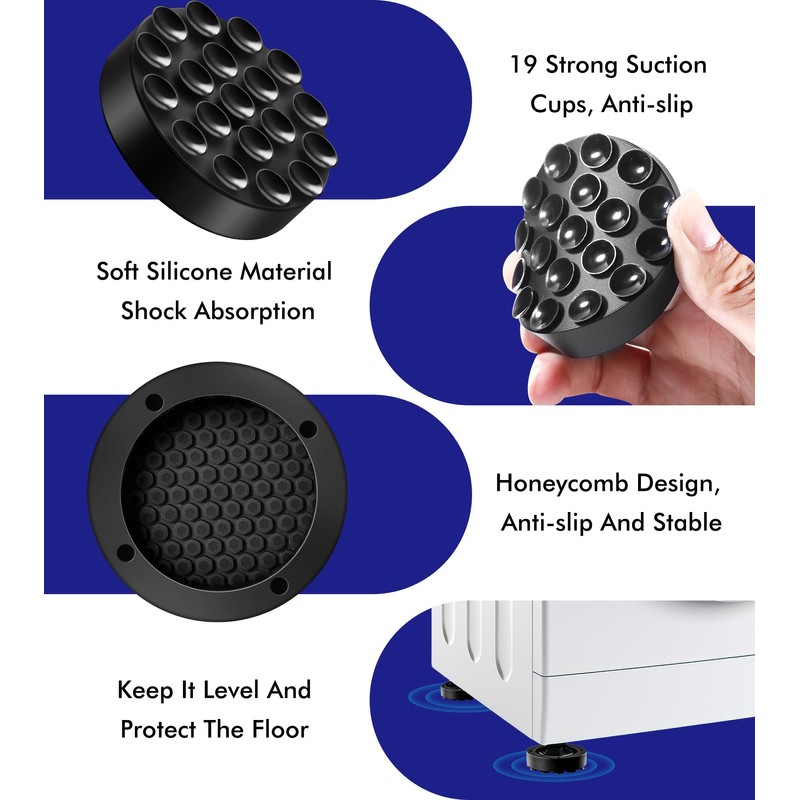 LILIWER Anti Vibration Pads For Washing Machine, Prevent Sliding Out,