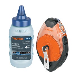 Truper TL-100, Tiralíneas 100 ft, cuerpo de plástico, incluye gis