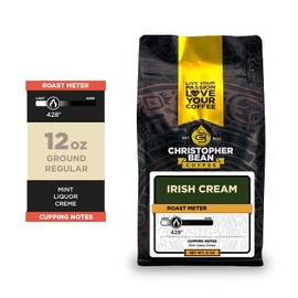 Christopher Bean Coffee - Irish Cream Flavored Coffee, (Regular Ground) 100% Arabica, No Sugar, No Fats, Made with Non-GMO Flavorings, 12-Ounce Bag of Regular Ground coffee