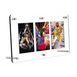 Sports Card Display Box, 3 Grids Clear Display Frame Rack for Comic Baseball Game PSA Graded Trading Card, Mini Stickers, Photos Holder (Within 2.6"x 3.5"), 10.6 x 5.9 x 0.24 Inch