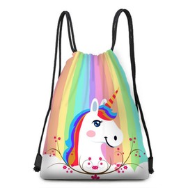 MHDAMAI Unicorn Drawstring Bag, Unicorn Drawstring Backpack Gym Bag Gym Bag 3D Full Print Backpack Drawstring Canvas Bag for Boys Girls Gym School Swimming Pool Beach Camping Travel, multicoloured