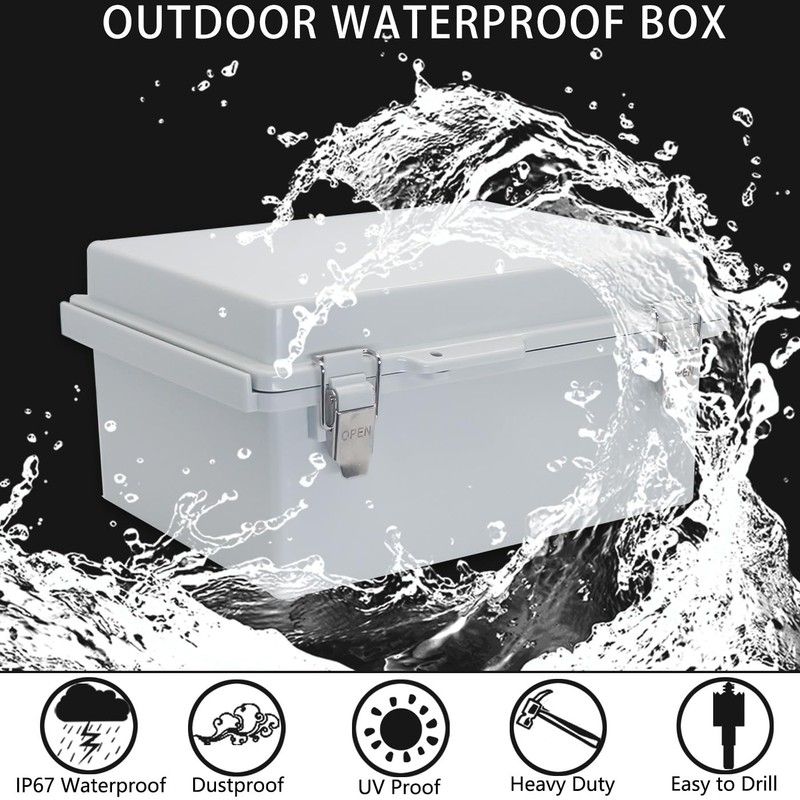 Outdoor Waterproof Box,IP67 ABS Junction Box Electrical Enclosure with Stainless