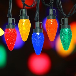 Fonusty C9 LED Christmas Lights Outdoor, 25Ft Strawberry String Lights 25 LED Multicolor Christmas Lights, Plug in Vintage Christmas Lights for Garden Camping Party Xmas Tree Wedding Christmas Decor
