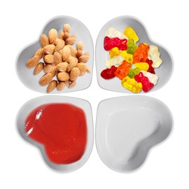 Uooker 4PCS Ceramic Dipping Bowls, Heart Shaped Mini Ceramic Seasoning Dish, Sushi Dipping Dish, Snack Dish for Appetizers, Desserts, Ice Cream, Perfect for Dinner, Afternoon Tea, Baking, Grilling