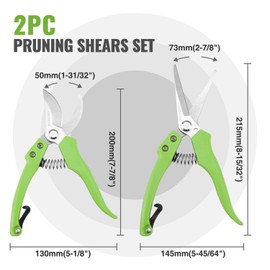 WORKPRO 2-Piece Pruning Shears Set 8" Bypass Garden Shears & 8.5" Handing Pruner