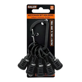 Railer Bit Holder Keychain 5pc - 1/4 inch Hex Shank Bit Holders - Quick-change Design For Nut Driver, Screwdriver & Drill Bits, Include Keychain Carabiner
