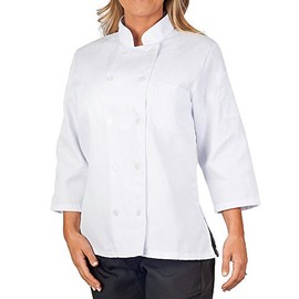 Womens White Classic ¾ Sleeve Chef Coat, 2XL