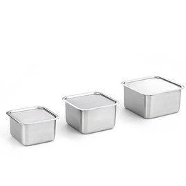 EVERSTEN CuBE High 3PCS Set Stainless Steel Food Storage Containers With Lids and 3 Net Kitchen Appliances Dishwasher Safe Premium South Korea