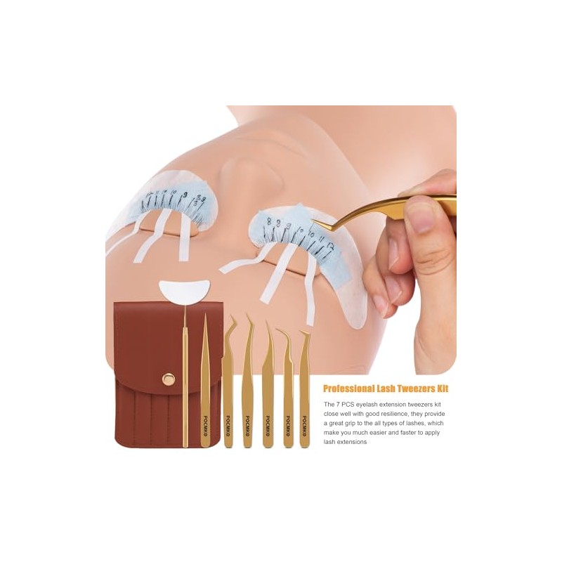 Pinzas de pestañas para extensiones de pestañas, juego profesional de