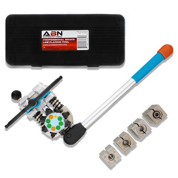 ABN Professional Brake Line Flaring Tool Kit, 45 Degrees - Single, Bubble, Double Flare Tool Kit for Steel, Copper Tube