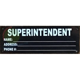BuildingSigns.com NYC hpd Superintendent Notice sign(Black, Post janitor name/address-R