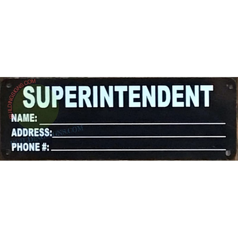 BuildingSigns.com NYC hpd Superintendent Notice sign(Black, Post janitor name/address-R