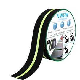 NWGW Glow in Dark Anti Slip Tape, 4" x50FT Heavy Duty Waterproof Safety Grip Tape for Stairs, Pool, Bathroom - Black & Glow Stripe Indoor/Outdoor Multi-Purpose Traction Tape