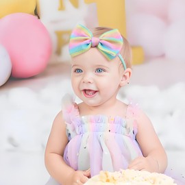 Lanmerry Rainbow Hair Bows for Baby Girls Dreamy Hair Accessories Violet Headbands for Newborn Infant Toddler Babies Outfits Accessory Hair Bands