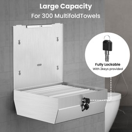 Paper Towel Dispenser Wall Mount -Commercial C Fold/Multi-fold/Tri-fold,Stainless Steel Bathroom Hand Towel Dispenser with Lock Design