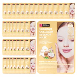 Innerest Original Derma Beauty Collagen Face Masks 36 PK Ultra Moisturizing Coconut Face Masks Skincare Sheet Masks Set for Beauty & Personal Care Korean Face Mask