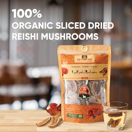 VOS GANOLUCIDUM - 100% Organic Sliced Dried Reishi Mushroom - Premium Quality from VietNam, Gluten Free, Ideal for Tea Brewing and Cook Soup, Immune, Energy Health Support, 1.76 Oz (LCCL)