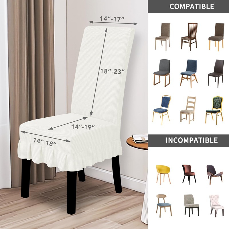 Easy-Going Dining Chair Covers Stretch Parsons Chair Slipcover with Skirt